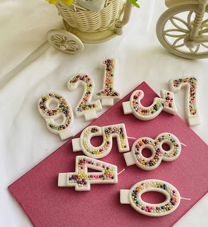 Birthday Candles, Pearl Sequin Number Candle Party Supplies (Number-5)