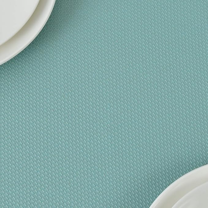 maxmill 2 Pack 60 x 84 Inch Turquoise Textured Rectangle Tablecloth Water Resistant Wrinkle Free Spillproof, Soft Jacquard Table Cloth for Banquet Parties Holiday Dinner, Indoor and Outdoor Use