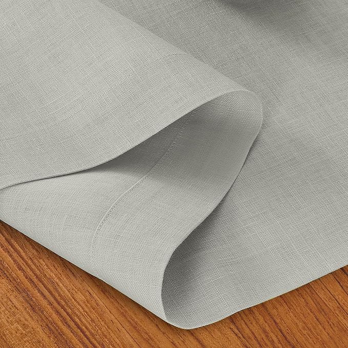 D'Moksha Homes Linen Silver Grey Table Runner 120 Inches Long - 100% Pure Linen Dining Table Runner 14 x 120 Inch for Winter, Christmas, Holiday - Machine Washable