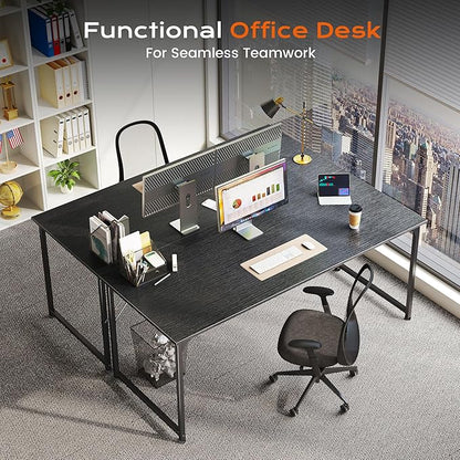 PRAISUN 55 X 24 Inch Computer Desk with Deeper Desktop, Gaming Office Writing Work Desk for Home Office, Study, Bedroom, Work from Home, Metal Frame, Black