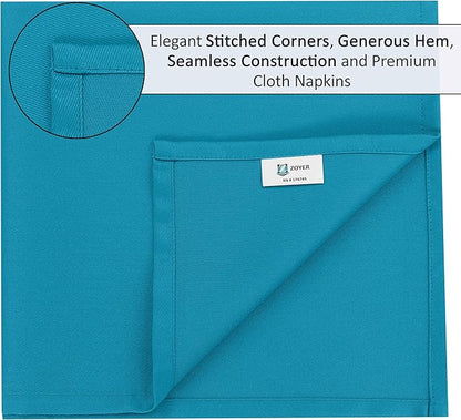 Zoyer Cloth Napkins Set of 4, 18x18 Inches Cotton Enrich Napkins Cloth ‎Washable, Soft & Durable Dinner Napkins for Parties, Wedding, Christmas, ‎Thanksgiving & Everyday Use - Teal
