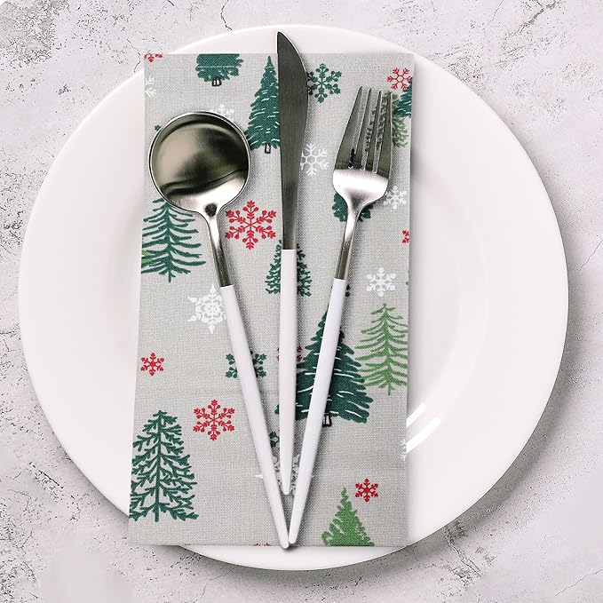 Urban Villa Cloth Napkins Set of 12 20x20 Inches 100% Cotton Napkins Cloth Washable Durable Reusable Absorbent Table Dinner Napkins Cloth for Christmas Hotel Lunch Restaurant Parties –Green Tree