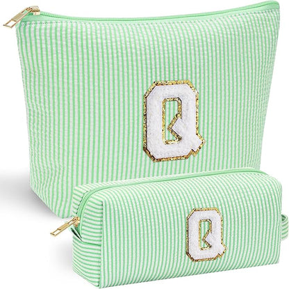 YOOLIFE Initial Makeup Bag for Women Girls - Teenager Girl Gift Ideas | Cute Make Up Bag | Personalized Gifts for Women Friends | Skin Care Bag | Mothers Day Gifts | Tween Girls Trendy Stuff Q