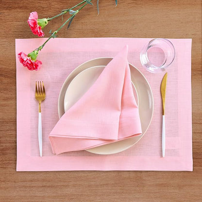 Solino Home Linen Napkins Set of 4-100% Pure Linen Pink Lemonade Dinner Napkins Cloth 20 x 20 Inch - Fete, Handcrafted and Machine Washable