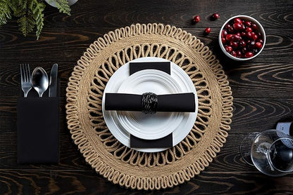 100 Linen-Feel Black Paper Napkins - Decorative Cloth-Like Black Dinner Napkins - Soft And Absorbent. For Kitchen, Party, Wedding, Bathroom Or Any Occasion. (Pack of 100)