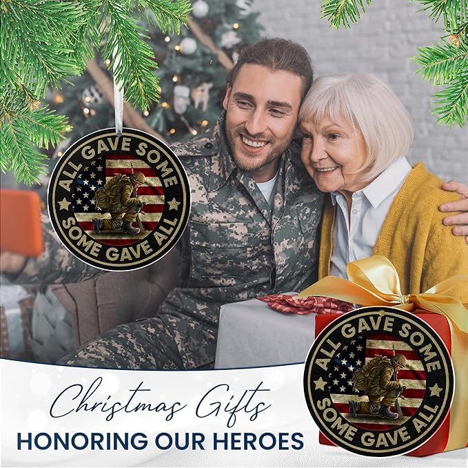 FLAGWIX Christmas Veteran Gifts for Men Women - Acrylic Christmas Ornaments 2025 for Tree Decorations - Army Gifts for Men Dad Grandpa Veterans, Patriotic Christmas Ornaments, Veterans Day Gift