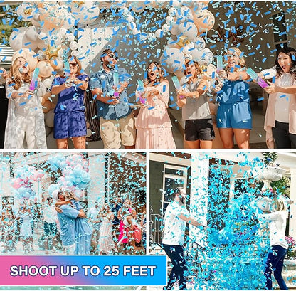5pc Boy Gender Reveal Confetti Cannon Blue – Biodegradable Blue Confetti Poppers Gender Reveal Party Confetti Cannon & Baby Celebration Poppers