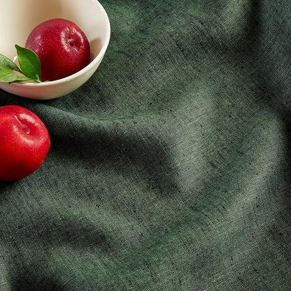 Solino Home Linen Cloth Tablecloth 52 x 52 Inch - 100% Pure Linen Forest Green Square Tablecloth - Athena, Machine Washable Table Throw for Fall, Autumn, Winter, Christmas, New Year