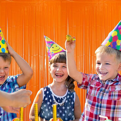 2 Pack Orange Fringe Backdrop Curtains, Orange Streamers Party Backdrop, Party Decorations for Birthday, Holidays, Parties & More