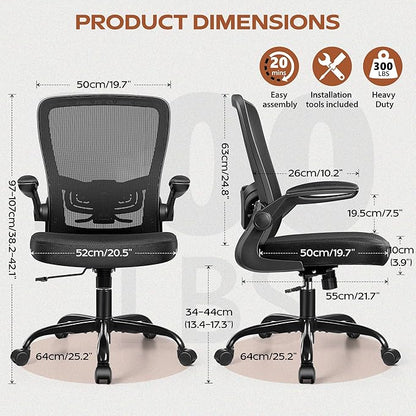 FelixKing Office Chair Ergonomic, Durable Fabric & Mesh, High-Back Desk Chair Adjustable Armrest, Lumbar Support, Breathable Mesh for Home Office, Computer Chair, Swivel Task Chair