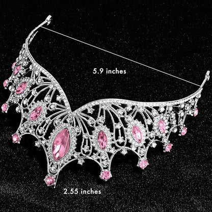TAROSE Silver Tiaras for Women and Girls, Crystal Gold Crowns for Women, Hair Accessories for Bride/Halloween/Prom/Birthday