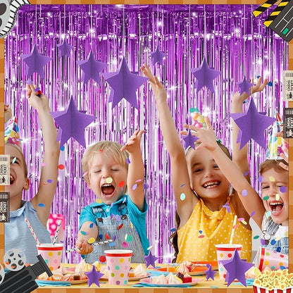 70 Pcs Star Centerpieces Purple Birthday Decorations for Women Girls Men 3D Glitter Star Party Decoration Princess Birthday Table Decor Party Supplies for Graduation Engagement Baby Shower