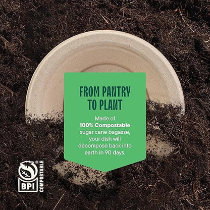 100% Compostable Paper Bowls 12 oz. [1000 Count] Heavy-Duty Soup Bowls - Natural Brown Color Unbleached Bagasse Bowls - Eco-Friendly Disposable Biodegradable Sugarcane - [Bulk Case 8 x 125 Pack]