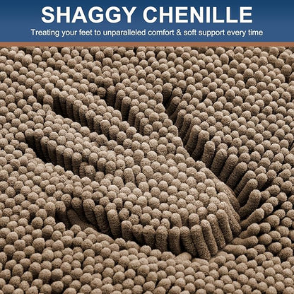 Smiry Luxury Chenille Toilet Rugs U-Shaped 20x20, Soft Absorbent Non-Slip Contour Bathroom Rugs for Toilet, Machine Washable Contoured Bath Mats, Camel