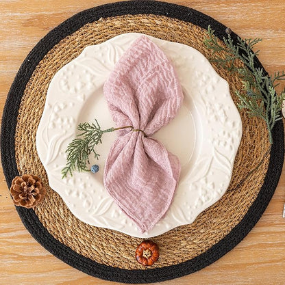 Cheesecloth Napkins 17x17 Inches Cloth Napkins Washable Reusable Handmade for Lunch Dinner Wedding Baby Bridal Shower Party Rustic Boho Decorations Bulk Set of 6 Dusty Rose