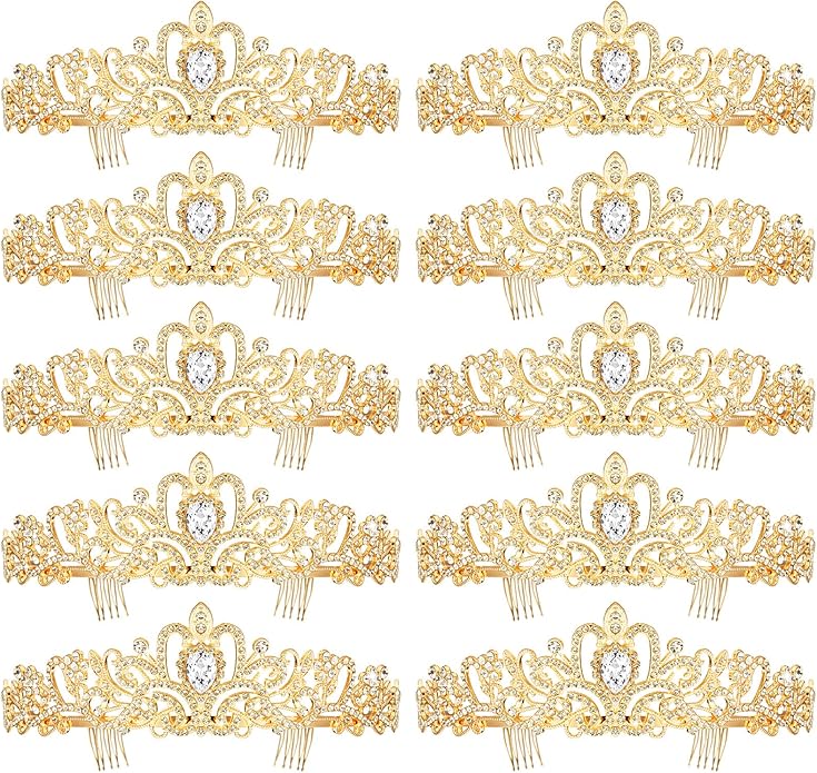 BBTO 10 Pcs Crystal Tiara and Crowns for Women Girls Princess Rhinestone Crown Queen Headband with Combs Bride Tiara for Birthday Party Wedding Prom Hair Accessories