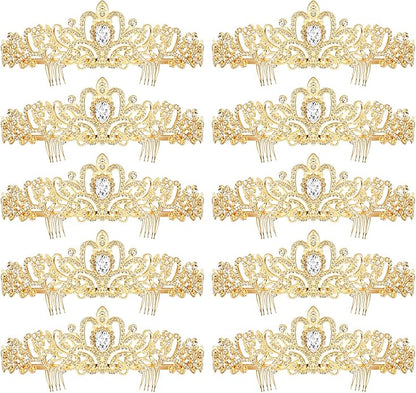 BBTO 10 Pcs Crystal Tiara and Crowns for Women Girls Princess Rhinestone Crown Queen Headband with Combs Bride Tiara for Birthday Party Wedding Prom Hair Accessories