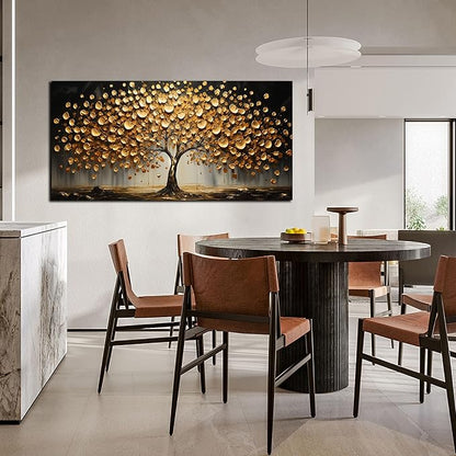 Tree Pictures Wall Decor for Bedroom Gold Wall Art for Office Dining Room Print Picture Living Room Wall Decor 24 x 48 Inch