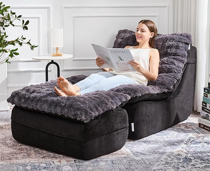 Hobestluk Sofa Couch Foam Sofa for Small Spaces Comfy Sofas with footrest Couch Recliner Small Sofas for Living Room, Bedroom, Apartment (Dark Grey)
