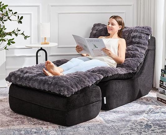 Hobestluk Sofa Couch Foam Sofa for Small Spaces Comfy Sofas with footrest Couch Recliner Small Sofas for Living Room, Bedroom, Apartment (Dark Grey)