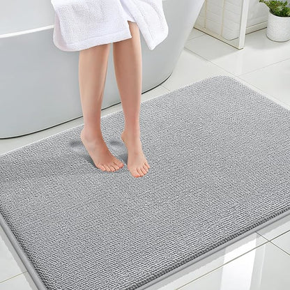 OLANLY Thick Memory Foam Bath Mat Rug 44x32, Extra Soft Absorbent Bathroom Rug, Quick Dry Bath Mats, Non-Slip, Machine Washable Carpet for Bathroom, Tub and Shower, Home Decor Accessories, Light Grey