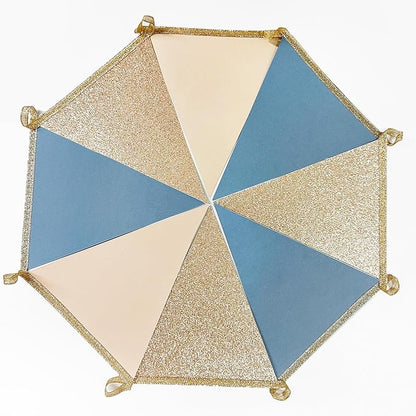30Ft Champagne Gold Dusty Blue Beige Party Decorations Pennant Banner Flag Hanging Paper Triangle Bunting for Baby Shower Birthday Graduation Wedding Bachelor Retirement Nautical Party Supplies