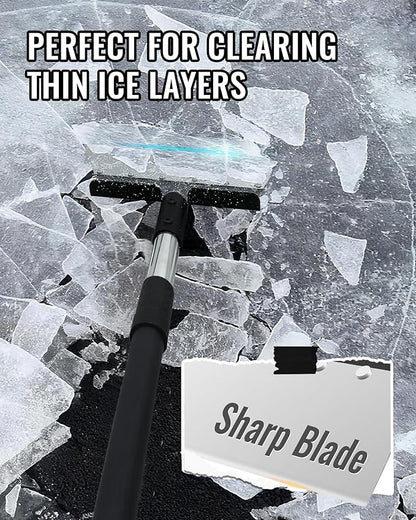 Flat Shovel, 60 inch Ice Scraper, Snow Shovel, Floor Scraper with Adjustable Long Handle, Heavy Duty Ice Chopper, Multifunctional Weed Removal Tool for Driveway, Walkway, Garden and Outdoor Cleaning