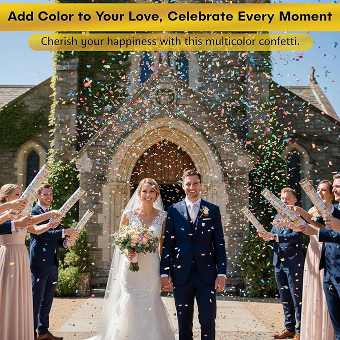 12 Pack 12 Inch Confetti Poppers, Biodegradable Confetti Popper Set for Wedding, Birthday Party Celebrations | Releases 15 ft in the Air