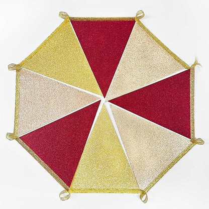 Maroon Gold Party Pennant Banner Flag Burgundy Champagne Gold Triangle Hanging Glitter Paper Bunting for Birthday Graduation Baby Shower Bridal Shower Wedding Bachelorette Engagement Party Decorations