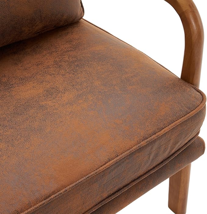 Bonnlo Microfiber Rustic Accent Chairs Set of 2, Upholstered Mid Century Modern Lounge Chairs Reading Chairs Side Sitting Chair Solid Wood Farmhouse Armchairs for Living Room, Bedroom, Guest Room
