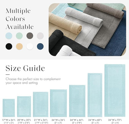 Madison Park Splendor Reversible 100% Cotton Tufted Bathroom Rug-3000 GSM Hotel Quality Luxurious Plush Medium Pile Bath Mat Absorbent, Quick Dry, Shower Room Décor, 17x24 Blue