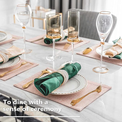 Home Brilliant Placemats Set of 8 Heat Resistant Dining Table Place Mats for Kitchen Table Party Dinner Decorations, 13 x 19 inches, Apricot Pink