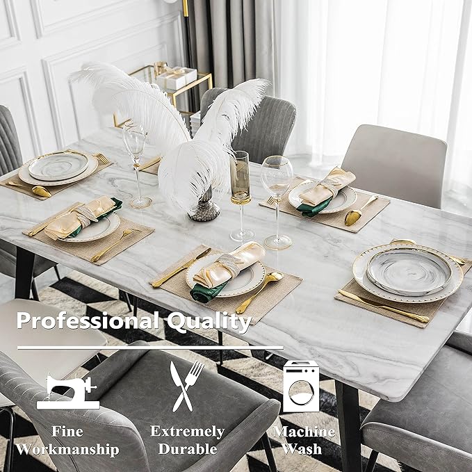 Home Brilliant Burlap Linen Placemats Set of 6 Plate Mats Heat Resistant Dining Table Cloth Placemats Washable Kitchen Table Mats for Holiday Dinner, 13x19 inch, Light Linen