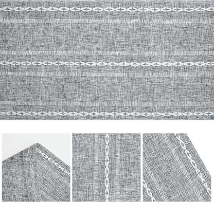 Artoid Mode Dark Grey Rustic Cotton Linen Table Runner, Seasonal Embroidered Hollow Kitchen Dining Table Decoration for Home Party Decor 13x36 Inch
