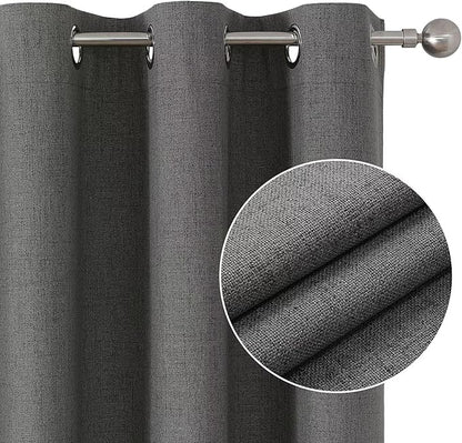 Joydeco Custom Dark Grey Textured Total Blackout Curtain for Bedroom and Living Room. Grommet Textured Thermal Insulated Room Darkening Curtain 1 Panel (Custom Size and Color)