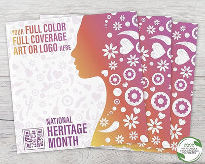 Custom Luncheon Napkins - Personalized Recycled Paper Content Napkins - Eco-friendly & Full-Color Digital Printed - Events & Celebrations - Pack of 50 - Diamond Edge Embossed Full Coverage, 6.5"x 6.5"