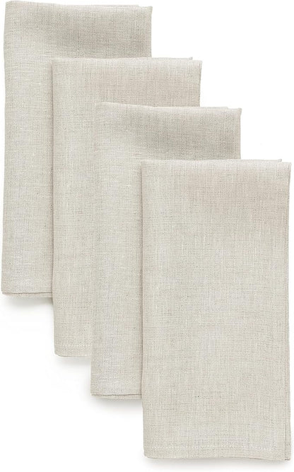 Solino Home Linen Cloth Napkins Set of 4-100% Pure Linen Light Natural Dinner Napkins 20 x 20 Inch for Fall, Autumn, Thanksgiving, Christmas - Athena, Handcrafted and Machine Washable