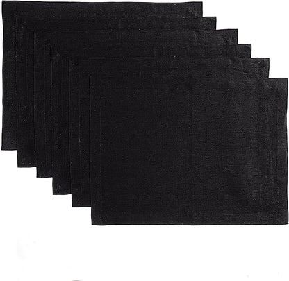 Solino Home Linen Black Placemats Set of 6 - 100% Pure Linen Placemats 14 x 19 Inch for Fall, Autumn, Winter, Christmas, Holiday, New Year - Fete