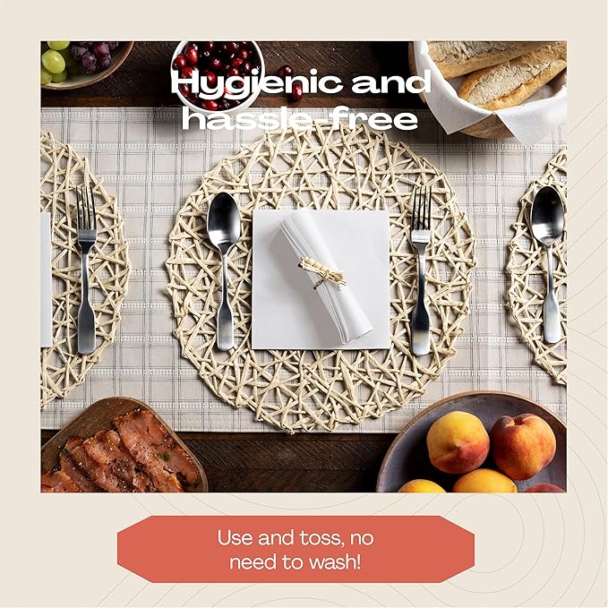 200 Linen-Feel Lunch Napkins - Disposable Cloth-Like Luncheon Paper Napkins, Made In USA - Soft and Absorbent Cloth-Like Napkins For Kitchen, Parties, Weddings, Dinners or Events (Pack of 200)