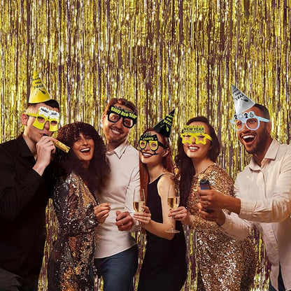 New Years Eve Party Supplies 2026 - Happy New Year Party Supplies Kit for 50 Guests, Including Hats, Glasses, Les, Beads, Squakers, a Backdrop and a Banner, Great New Yeras Decorations