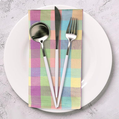 Urban Villa Cloth Napkins Set of 12 20x20 Inches 100% Cotton Napkins Cloth Washable Soft Durable Reusable Absorbent Table Dinner Napkins Cloth for Hotel Lunch Restaurant Weddings Parties-Easter Checks
