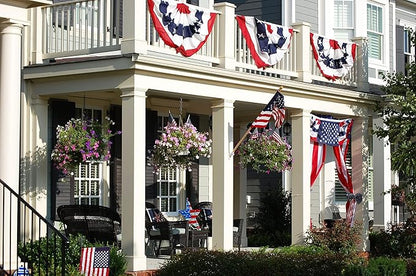 FRF FLAG American Flag Bunting 1.5x3 Ft (2 PCS), Embroidered Patriotic Bunting Flags, 4th of july Decorations Outdoor, with 3 Brass Grommets