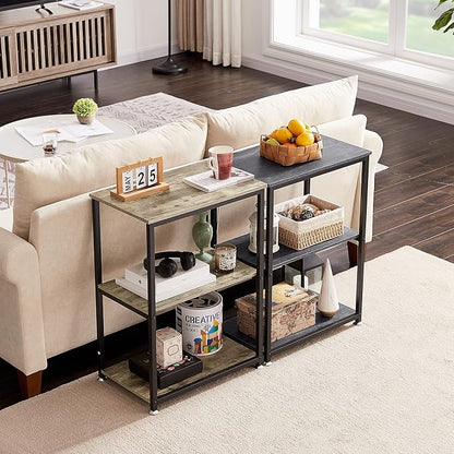 VECELO Tall End Side Table,30" Height Nightstand with 3-Tier Storage Shelf for Living Room Bedroom Office Hallway Study