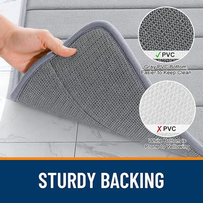 OLANLY Memory Foam Bath Mat 30x20, Super Soft Absorbent Bathroom Rugs, Quick Dry, Machine Washable Shower Floor Rugs, Bathmat Carpet, Bathroom Home Decor Accessories, Grey