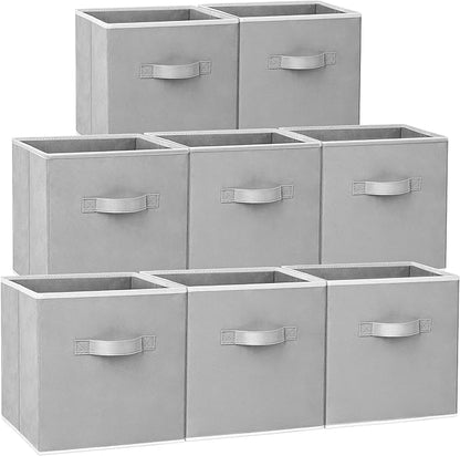 Criusia Large Storage Cubes - 13 Inch Heavy Duty Fabric Storage Bins for Shelves Closet, Cube Organizer - 8 Pack Collapsible Cube Storage Bins Baskets for Organizing Clothes Blankets Toys (Grey)