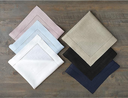 Solino Home Red Linen Napkins Set of 4-100% Pure Linen Hemstitch Dinner Napkins 20 x 20 Inch for Christmas, Holiday, Winter, New Year - Classic Hemstitch