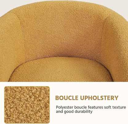Yaheetech Accent Chairs for Living Room, Furry Barrel Chairs Set of 2, Sherpa Chairs with Soft Padded Armrest, Club Chairs for Bedroom Waiting Room Office, Mustard Yellow