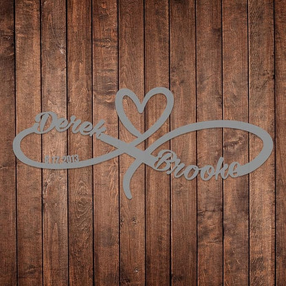 Personalized Valentines Metal Wall Sign, Custom Infinity Heart Love Couple Name Sign, Valentine's Wedding Gifts for Couples, Metal Engagement Sign, Home Decoration, Gift for Anniversary