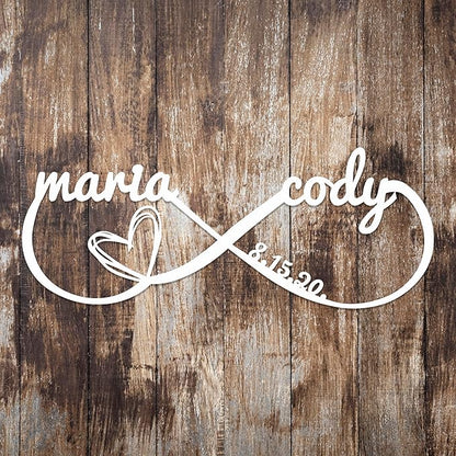 Personalized Valentines Day Metal Wall Sign, Custom Infinity Heart Love Couple Name Sign, Valentine Day Couple Gift, Metal Engagement Sign, Wedding Gift For Husband and Wife, Home Decoration