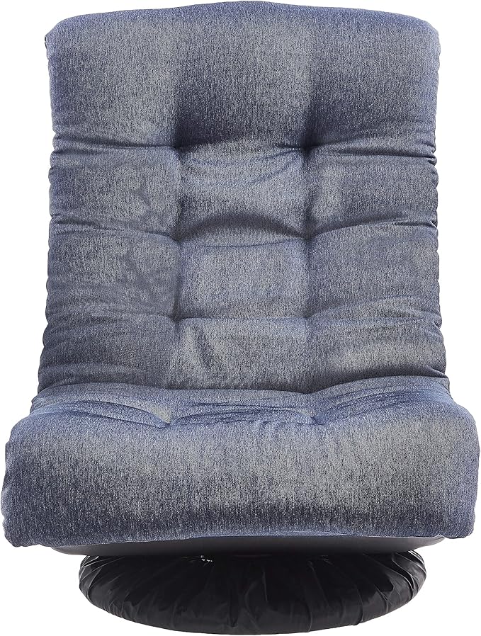 Amazon Basics Swivel Foam Lounge Chair with Headrest, Adjustable Backrest, Floor-Compatible, Foldable, Gaming, 26.3"D x 23.5"W x 13.7"H, Denim Blue